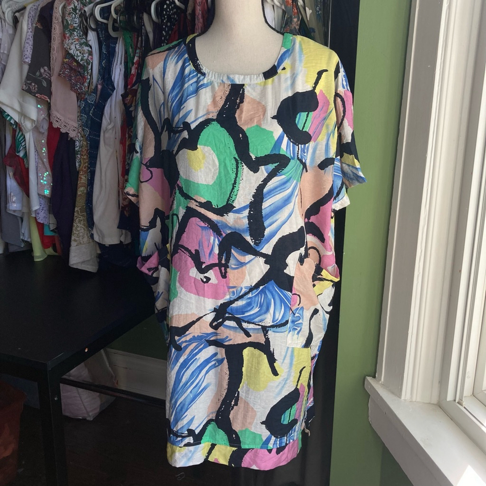 Women's Lili Sidonio Tunic Top Artsy/Abstract Art/Lagen/Shift dress size S/M